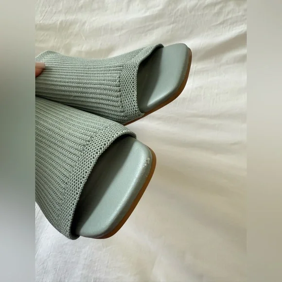 Everlane | SZ 8.5 | Seafoam Green ReKnit Glove Mule Open Toe Block Heel Slide - Picture 8 of 11